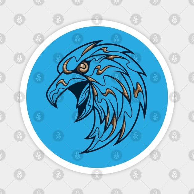 blue and bronze smart eagle, line Magnet by FamiFriki_V